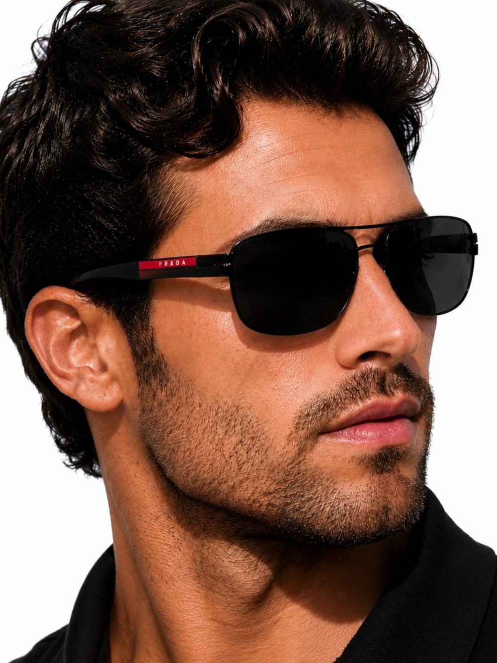 Prada Linea Rossa SPS 53N Polarized Sunglasses Black Red NIB Authentic Luxottica